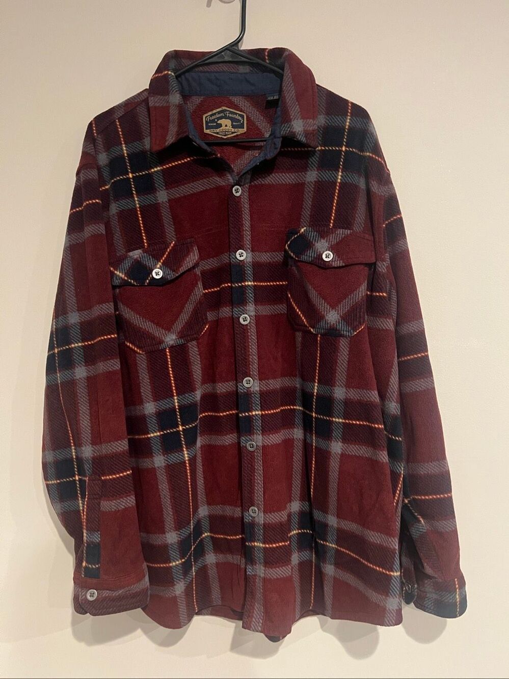 Freedom Foundry Dry Goods Co. Plaid Fleece Shirt Jacket Shacket Sz XXL Button Fr